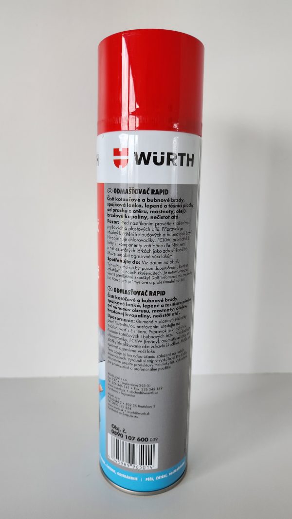 WÜRTH ODMAŠŤOVAČ RAPID - Speciální čistič pro rychlé odmašťování kovových povrchů, 600ml - Image 3