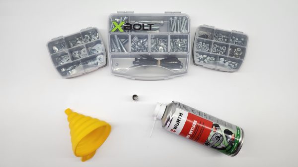 SET spoj. mat. + sprej na řetěz + trychtýř + hlavice 12 hran